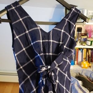 Blue checkered dress with tie